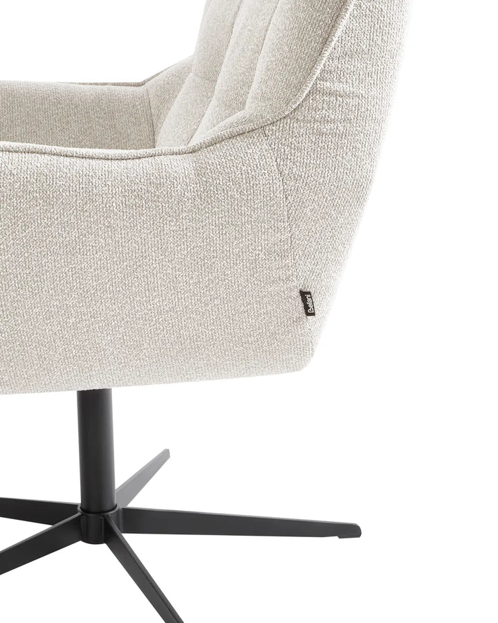 Swivel Armchair with Footstool Fabric Light Beige Lorentz