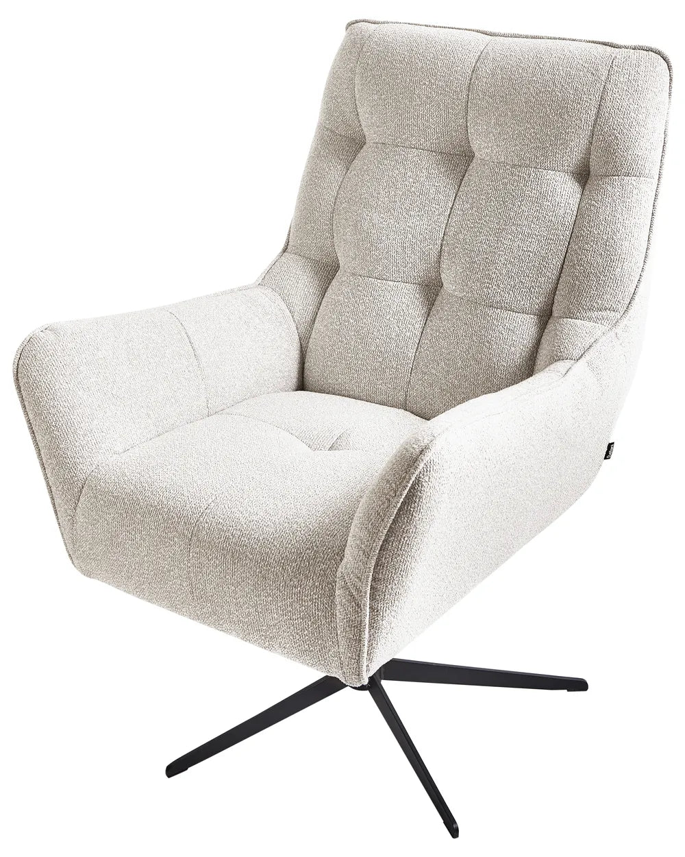 Swivel Armchair with Footstool Fabric Light Beige Lorentz