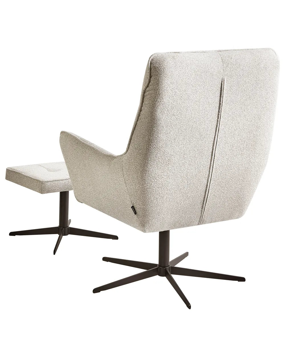 Swivel Armchair with Footstool Fabric Light Beige Lorentz