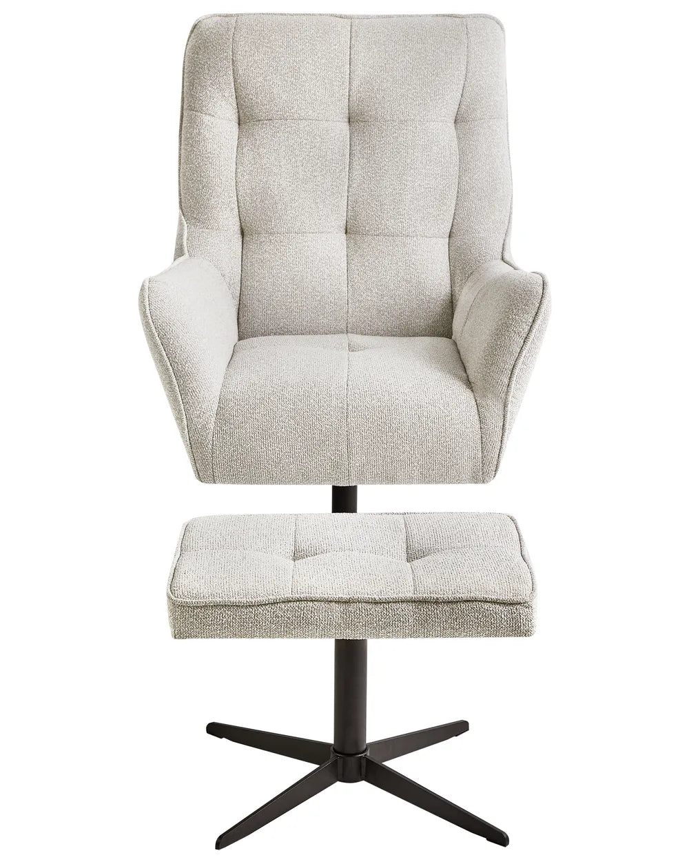Swivel Armchair with Footstool Fabric Light Beige Lorentz