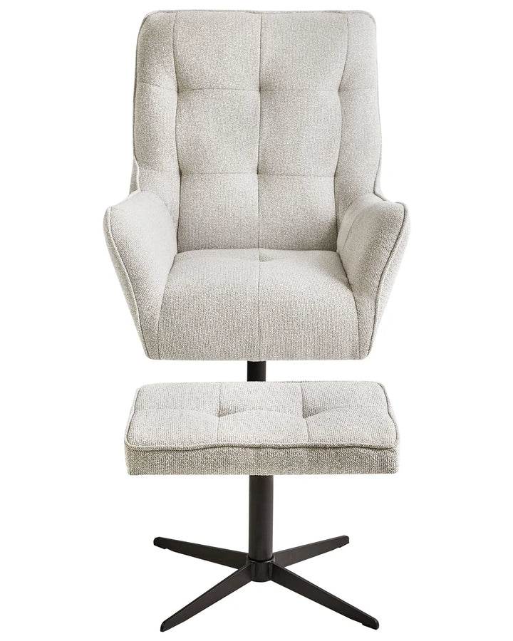 Swivel Armchair with Footstool Fabric Light Beige Lorentz