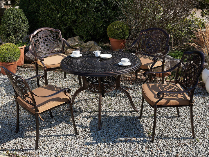 Salento Garden Dining Table 102 cm 102 cm Metal Dark Brown