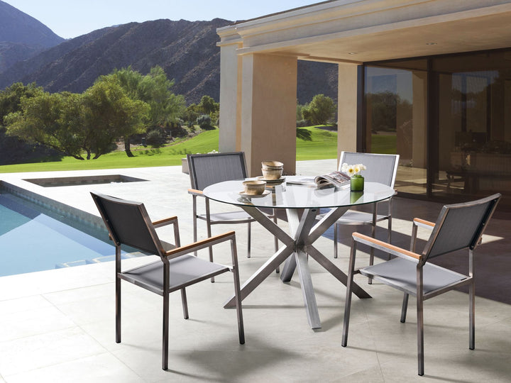 Maletto Garden Garden Dining Table 120 cm 120 cm Glass Silver