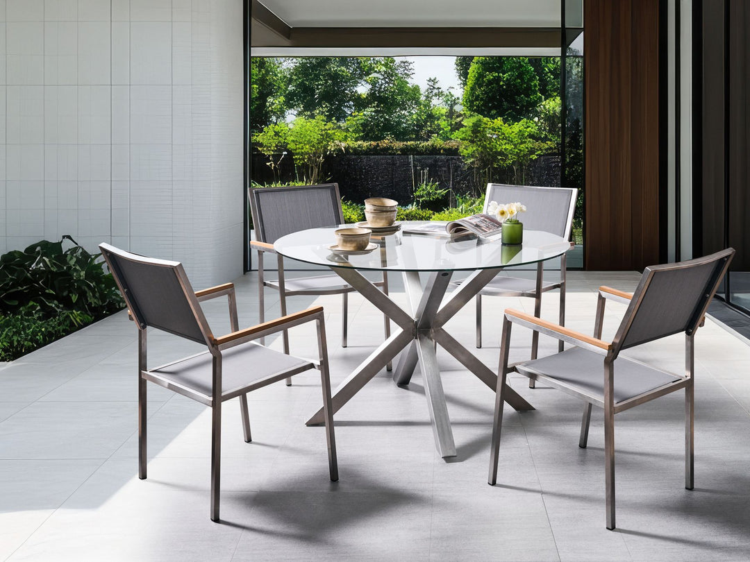 Maletto Garden Garden Dining Table 120 cm 120 cm Glass Silver