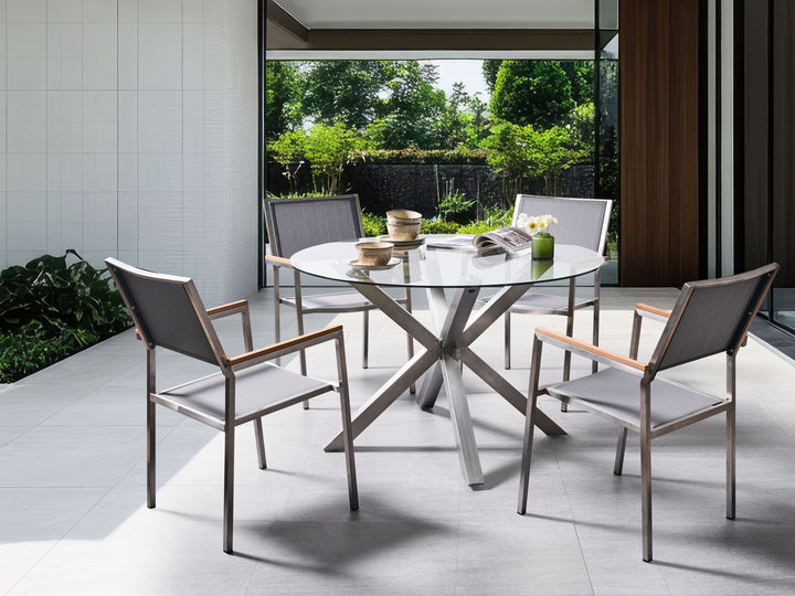 Maletto Garden Garden Dining Table 120 cm 120 cm Glass Silver