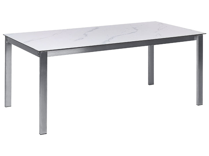 Cosoleto Garden Dining Table 180 cm 90 cm Marble Effect Glass White