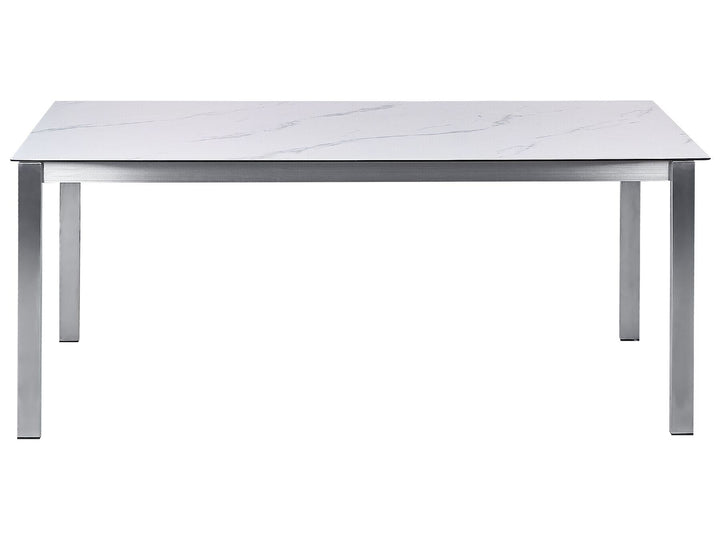 Cosoleto Garden Dining Table 180 cm 90 cm Marble Effect Glass White