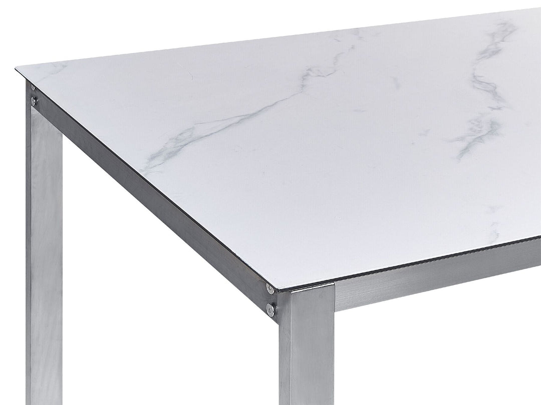 Cosoleto Garden Dining Table 180 cm 90 cm Marble Effect Glass White