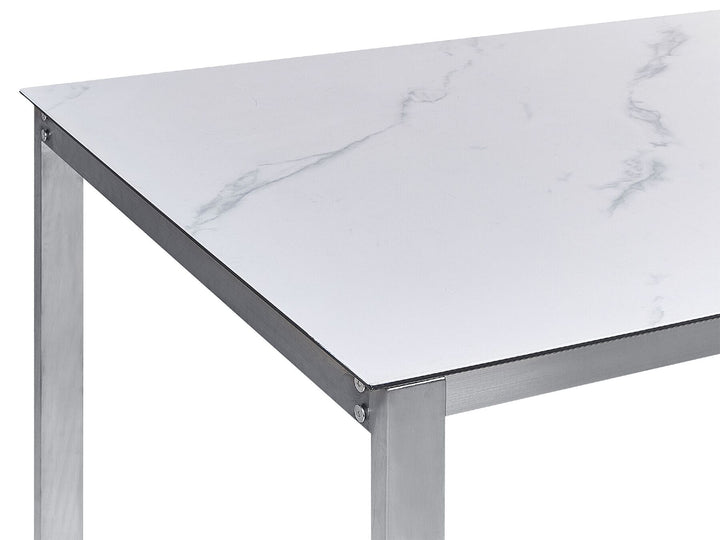 Cosoleto Garden Dining Table 180 cm 90 cm Marble Effect Glass White