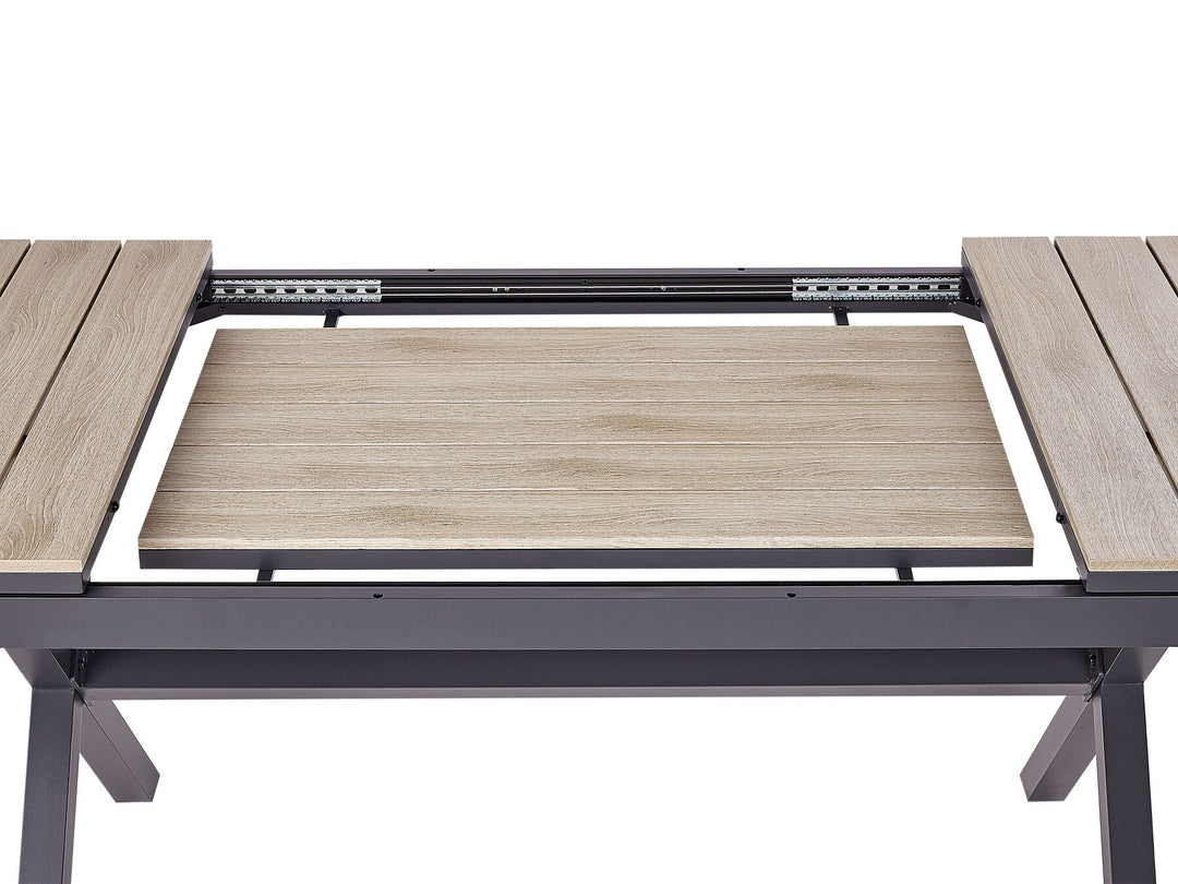 Fanes Extending Garden Dining Table 184/242 cm 90 cm Metal Graphite Grey