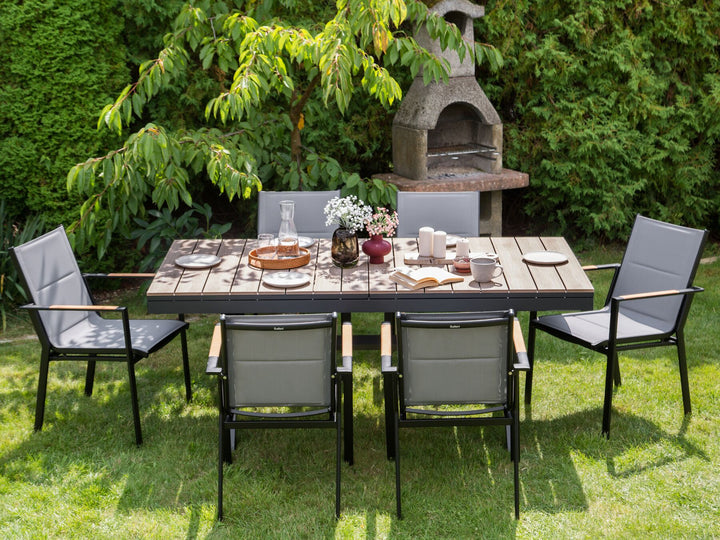 Fanes Extending Garden Dining Table 184/242 cm 90 cm Metal Graphite Grey