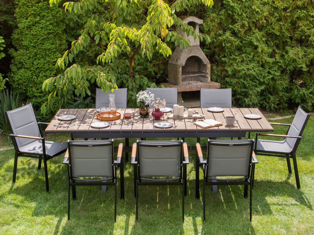 Fanes Extending Garden Dining Table 184/242 cm 90 cm Metal Graphite Grey
