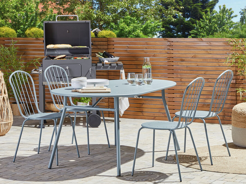 Calvi Garden Dining Table 160 cm 90 cm Metal Light Blue
