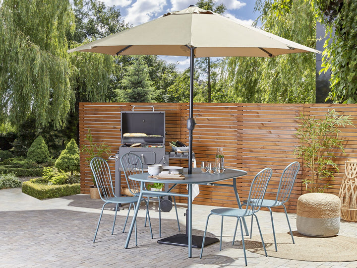 Calvi Garden Dining Table 160 cm 90 cm Metal Light Blue