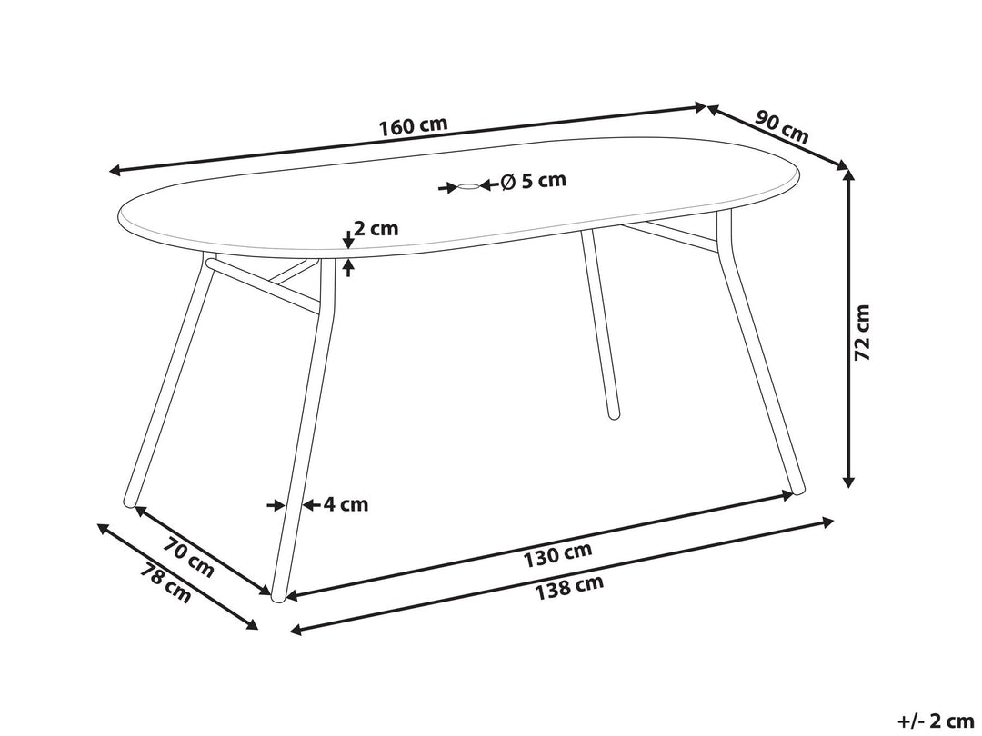 Calvi Garden Dining Table 160 cm 90 cm Metal Light Blue