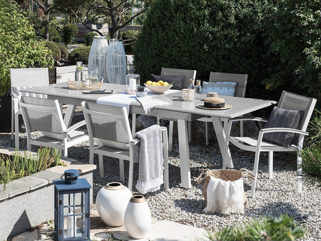 Pereta Extending Garden Dining Table 175/255 cm 100 cm Metal Light Grey