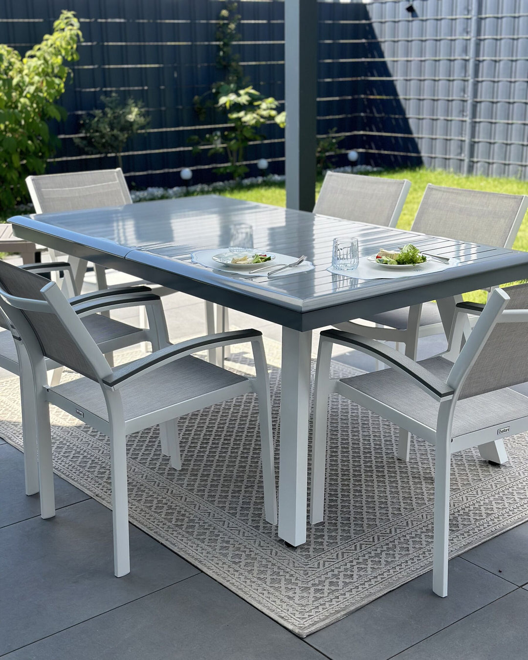 Pereta Extending Garden Dining Table 175/255 cm 100 cm Metal Light Grey