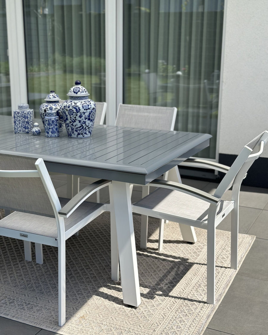 Pereta Extending Garden Dining Table 175/255 cm 100 cm Metal Light Grey