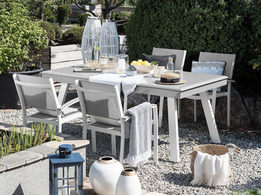 Pereta Extending Garden Dining Table 175/255 cm 100 cm Metal Light Grey