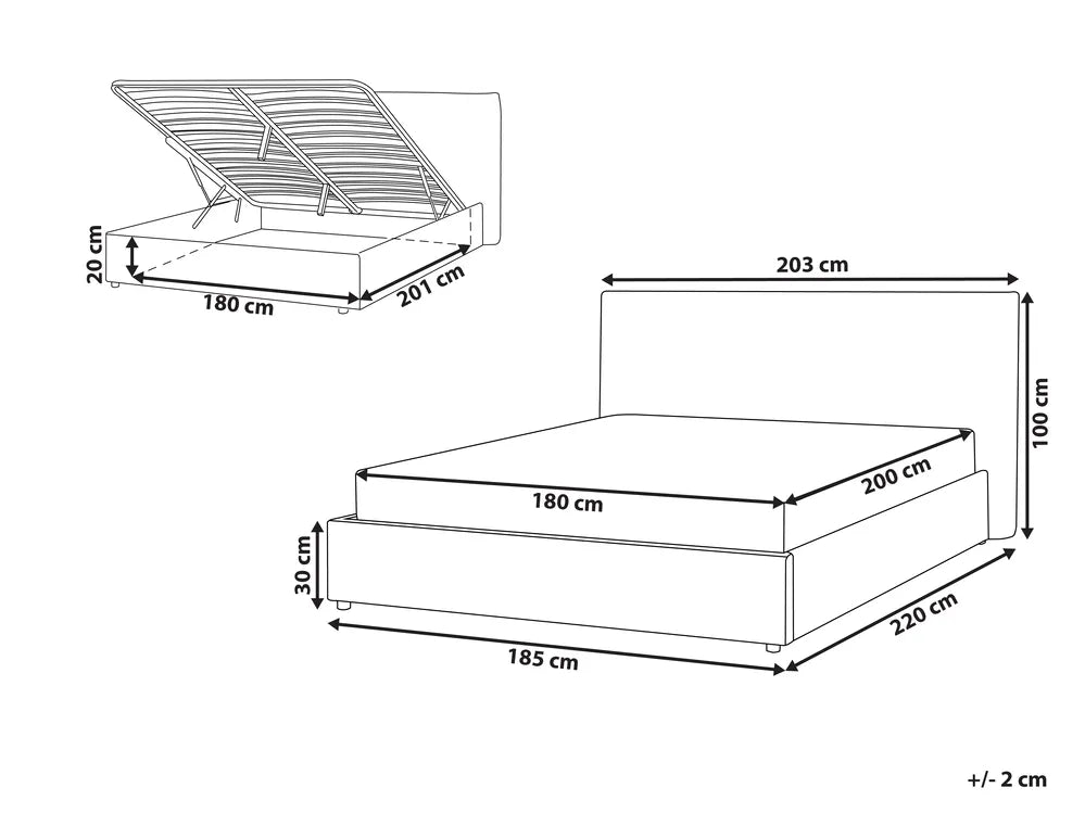 Ottoman Bed Boucle 180 x 200 cm (EU Super King) Off-White Ameire