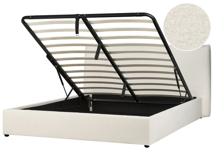 Ottoman Bed Boucle 180 x 200 cm (EU Super King) Off-White Ameire
