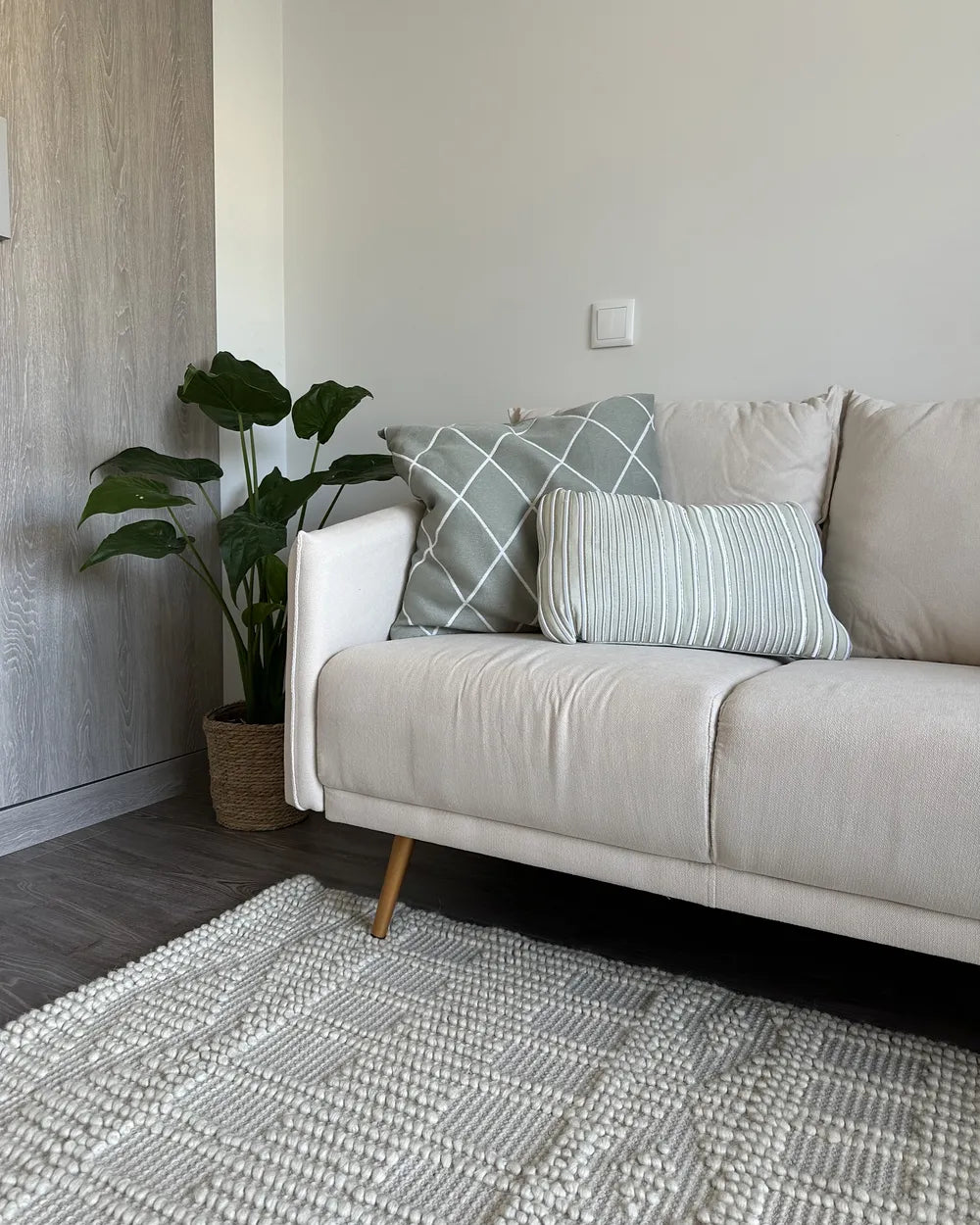 Sofa 2 Seater Fabric Light Beige Brevick