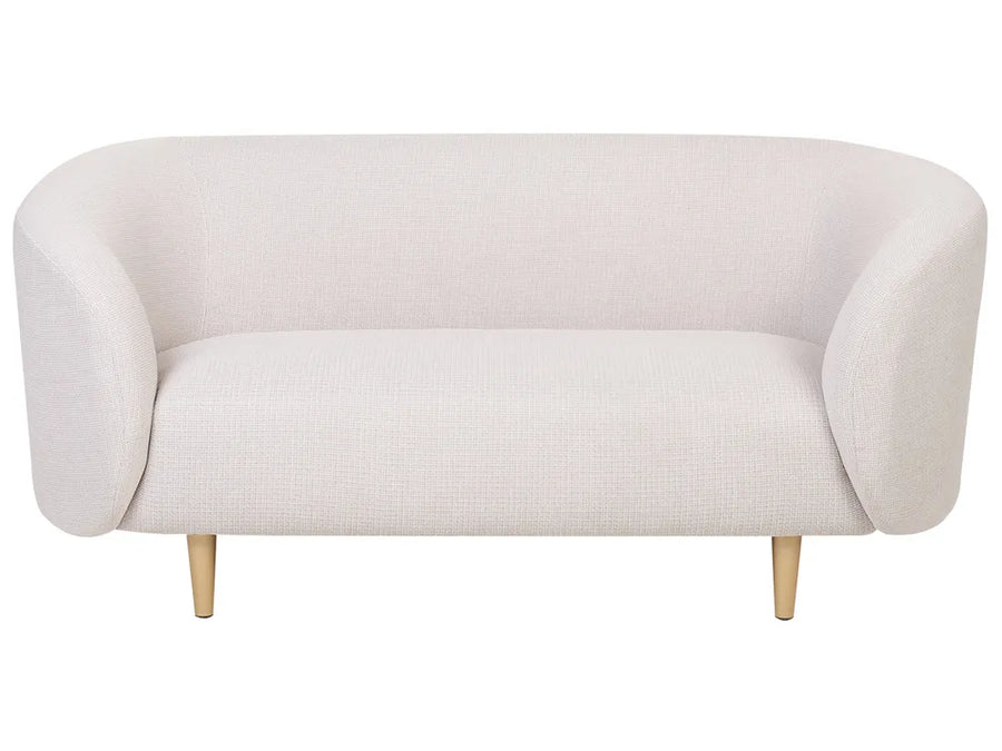 Light gray sofa with wooden legs on a white background