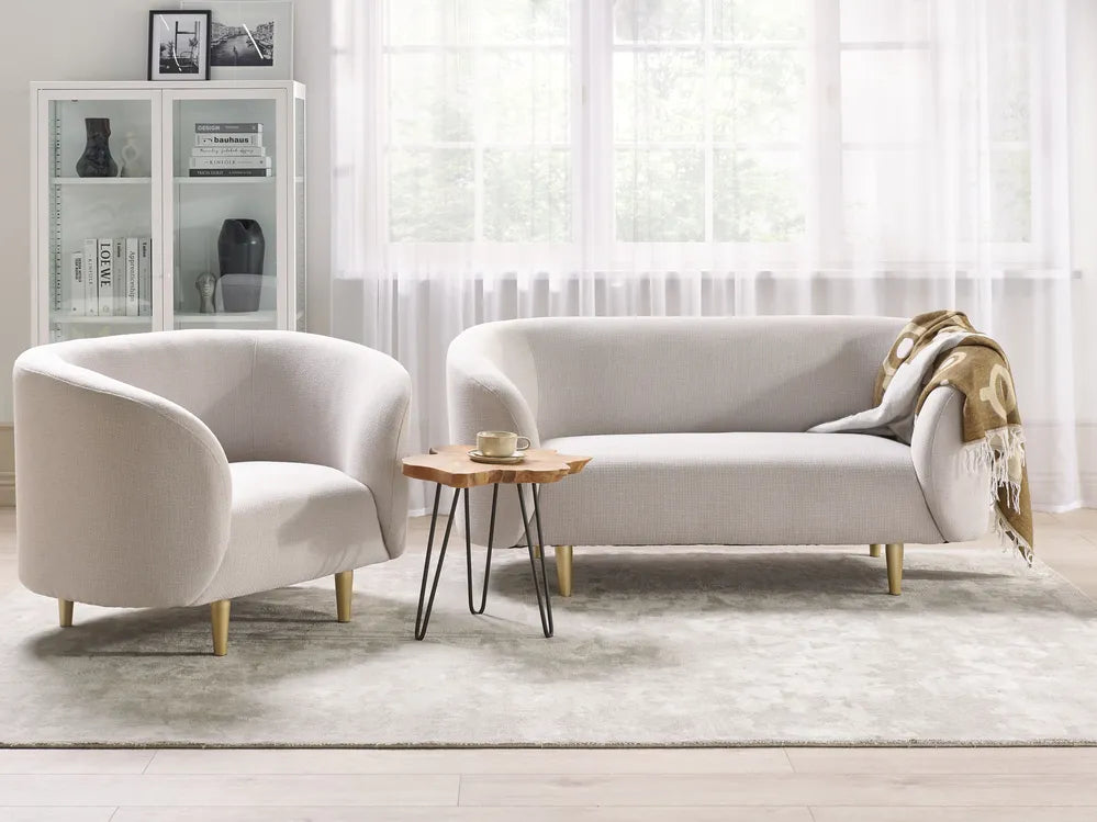 Sofa 2 Seater Fabric Light Beige Liora