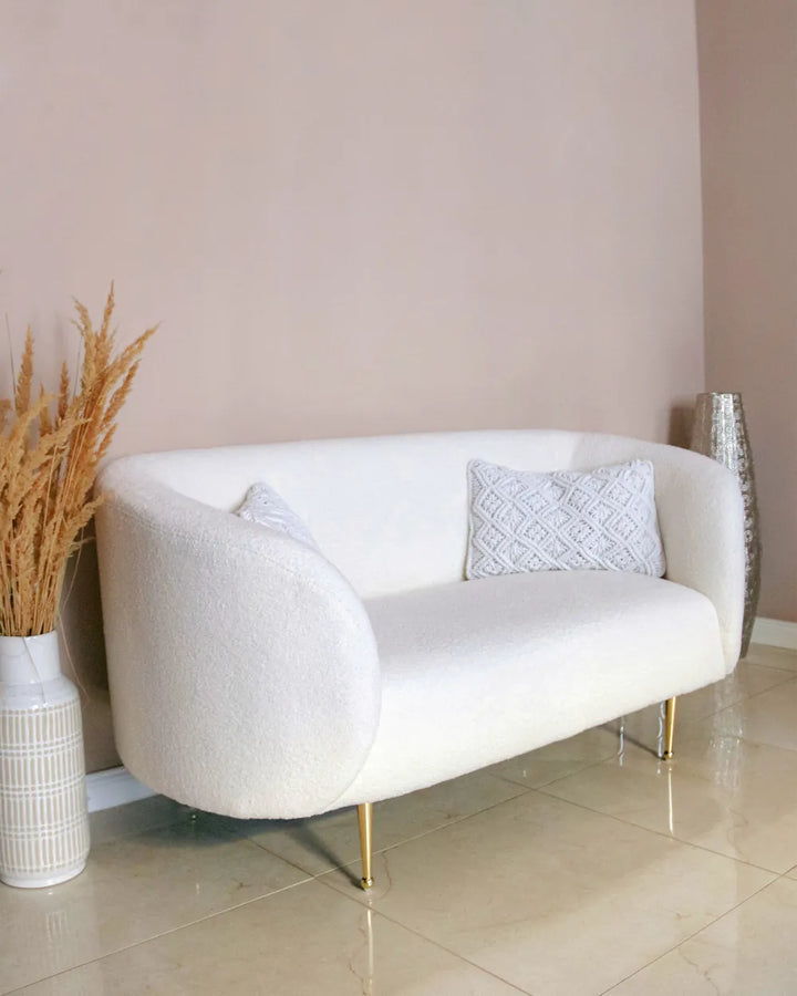Sofa 2 Seater Fabric Light Beige Liora