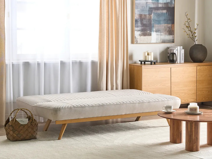 Sofa Bed 2 Seater Fabric Beige Menlo