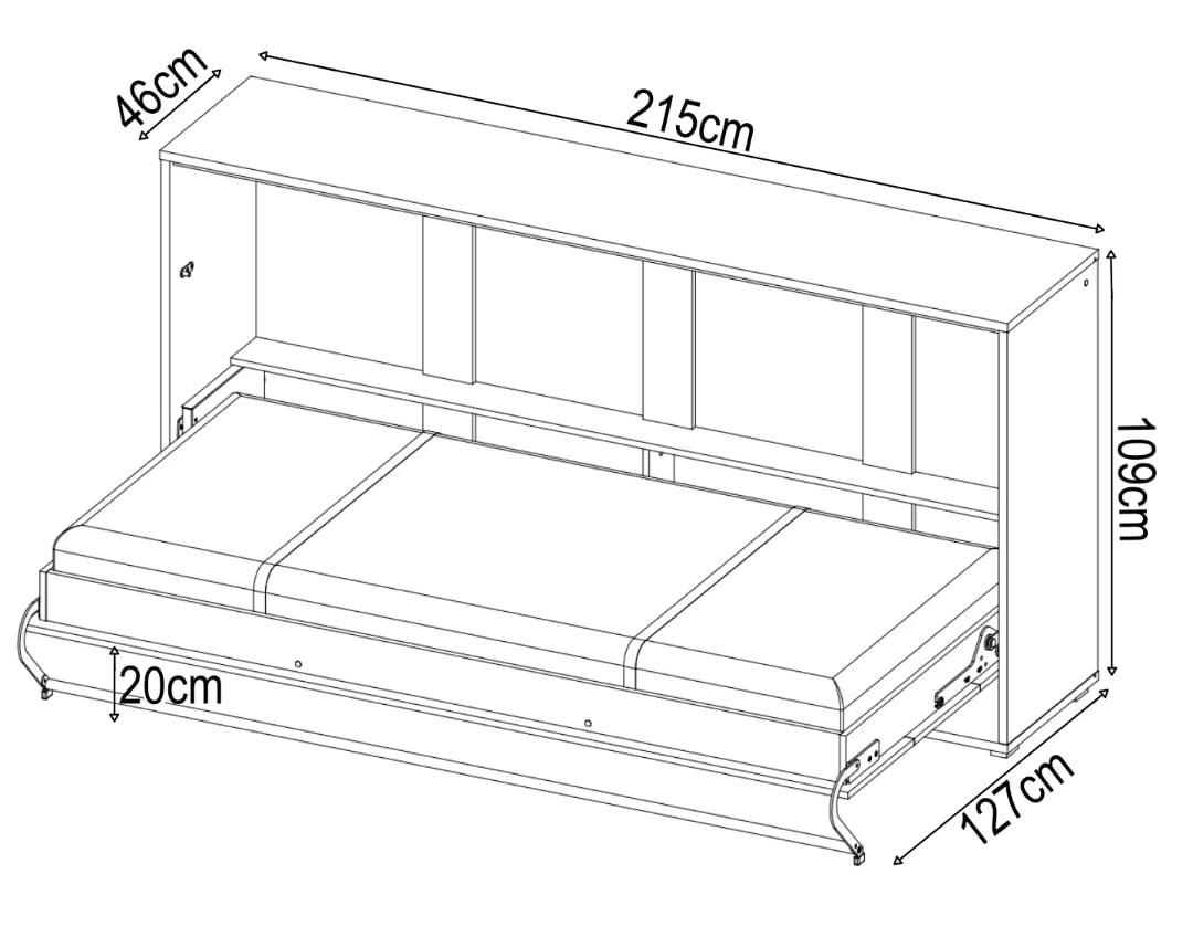 Gillam Horizontal Wall Bed Concept 90cm Grey Matt CP-06