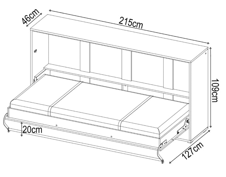 Gillam Horizontal Wall Bed Concept 90cm Grey Matt CP-06