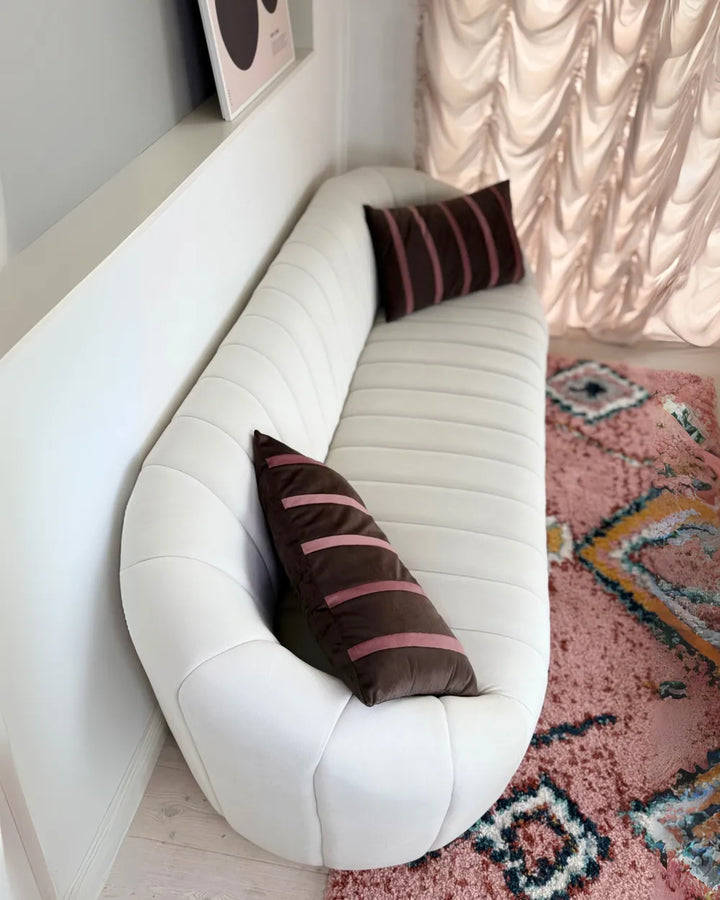 Sofa 3 Seater Velvet Off-White Annalissa