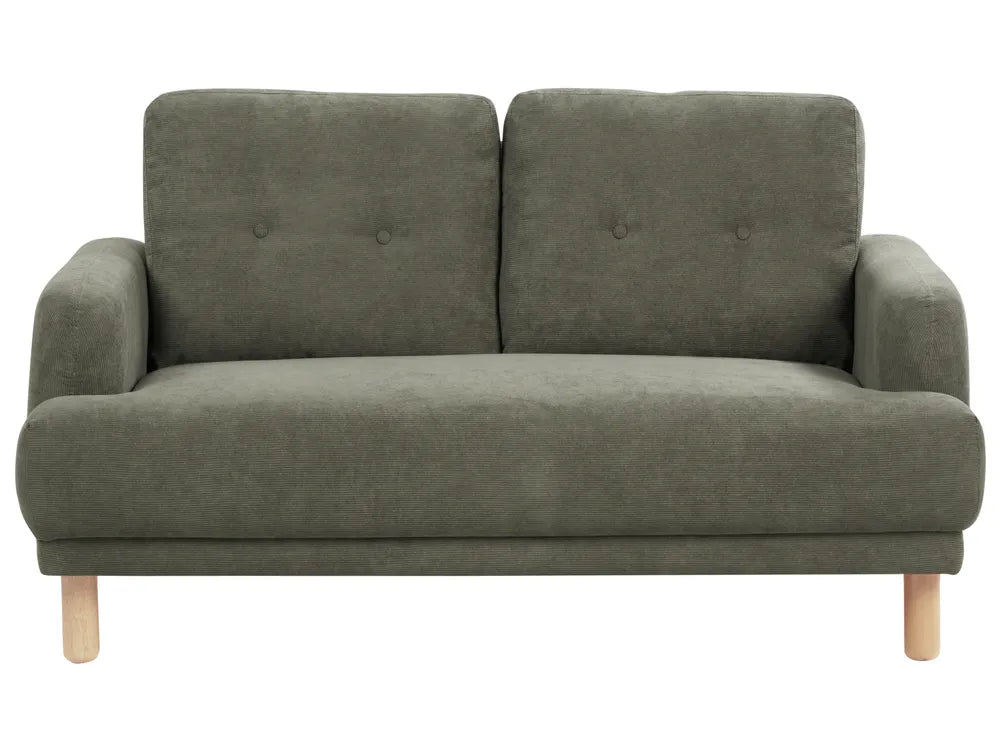 Dark green corduroy 2‑seater sofa with modern design
