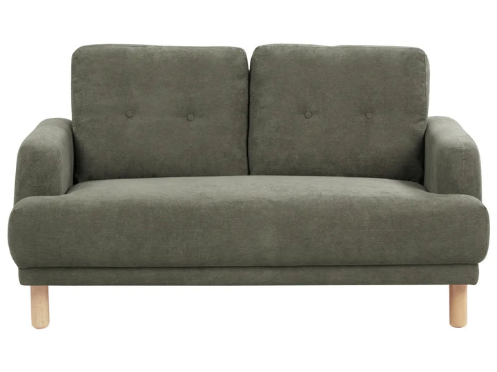 Dark green corduroy 2‑seater sofa with modern design