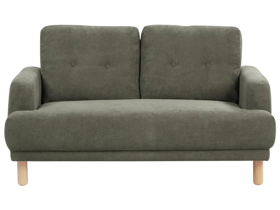 Dark green corduroy 2‑seater sofa with modern design