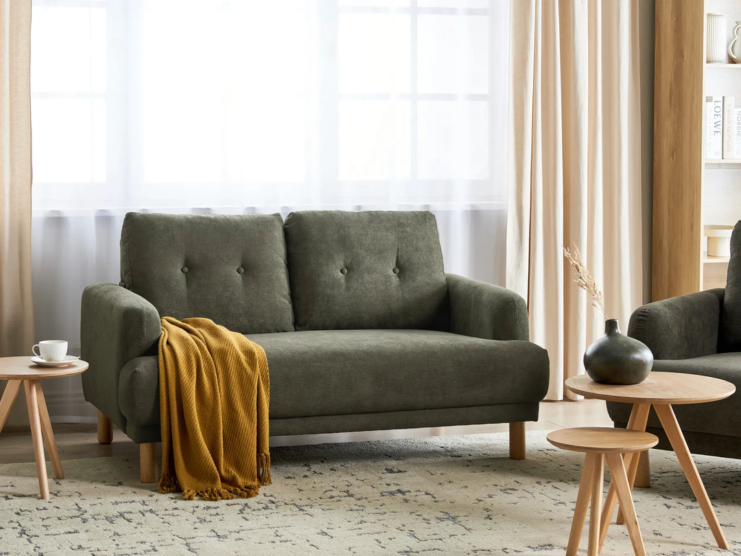 Contemporary dark green corduroy 2‑seat sofa