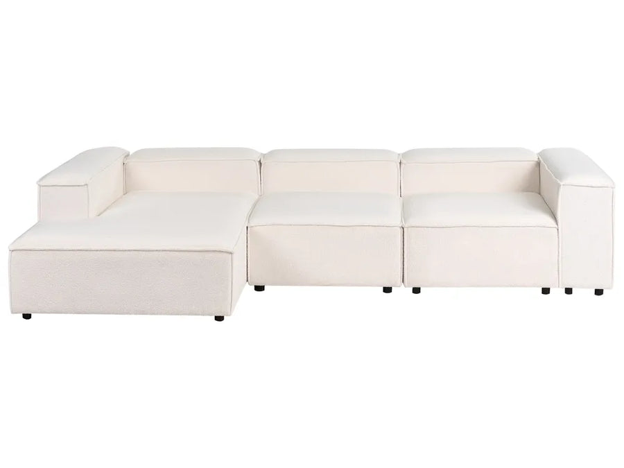 Off-white bouclé modular 4 seater corner sofa with right chaise