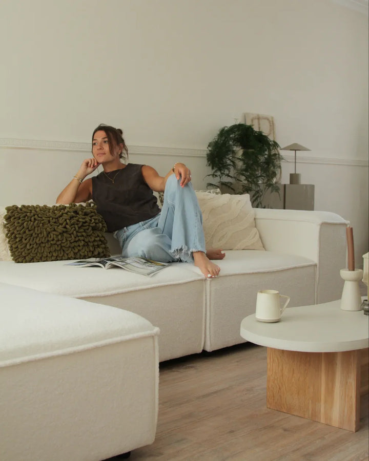 Modular Corner Sofa 4 Seater Boucle Off-White Right Hand Oakham