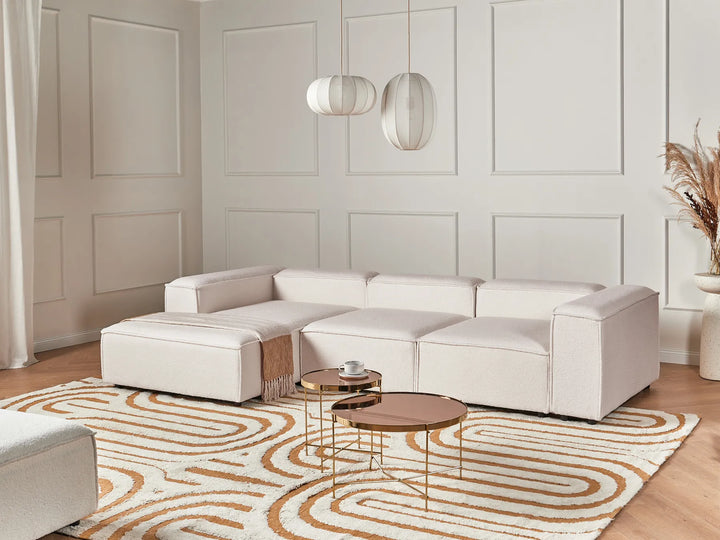 Right hand off-white bouclé 4 seater corner sofa