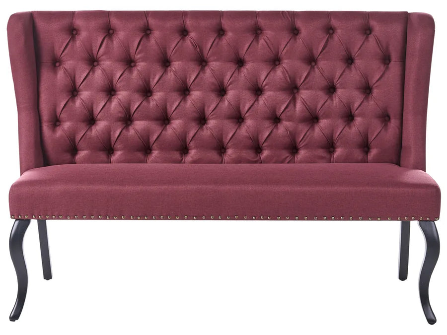 Dark red 2-seater fabric kitchen bench sofa