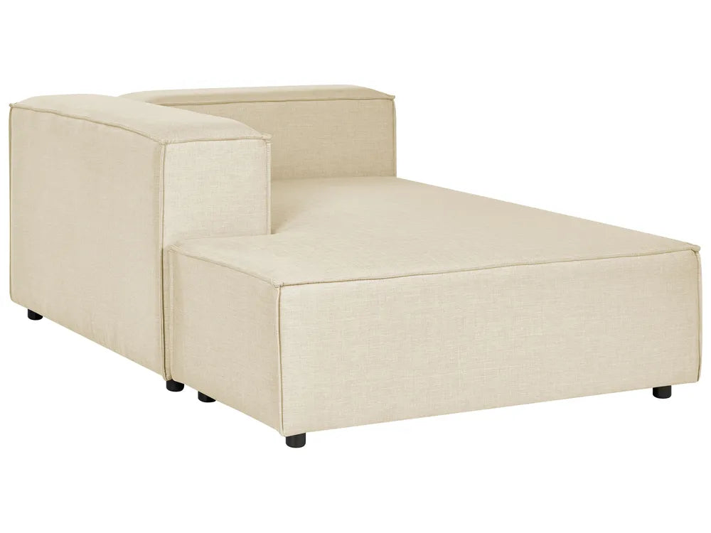 Modular Corner Sofa 2 Seater Faux Linen Beige with Ottoman Right Hand Travison