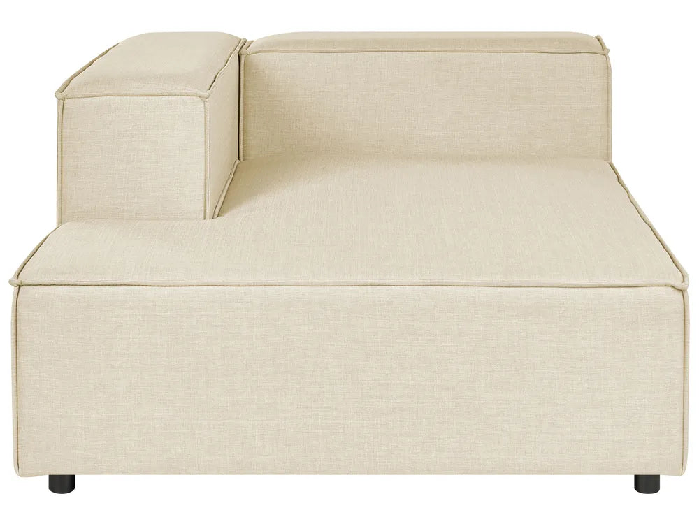 Modular Corner Sofa 2 Seater Faux Linen Beige with Ottoman Right Hand Travison