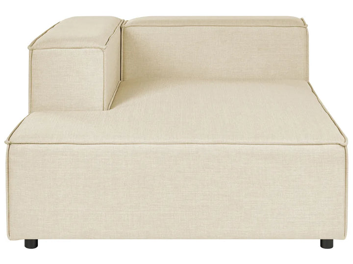 Modular Corner Sofa 2 Seater Faux Linen Beige with Ottoman Right Hand Travison