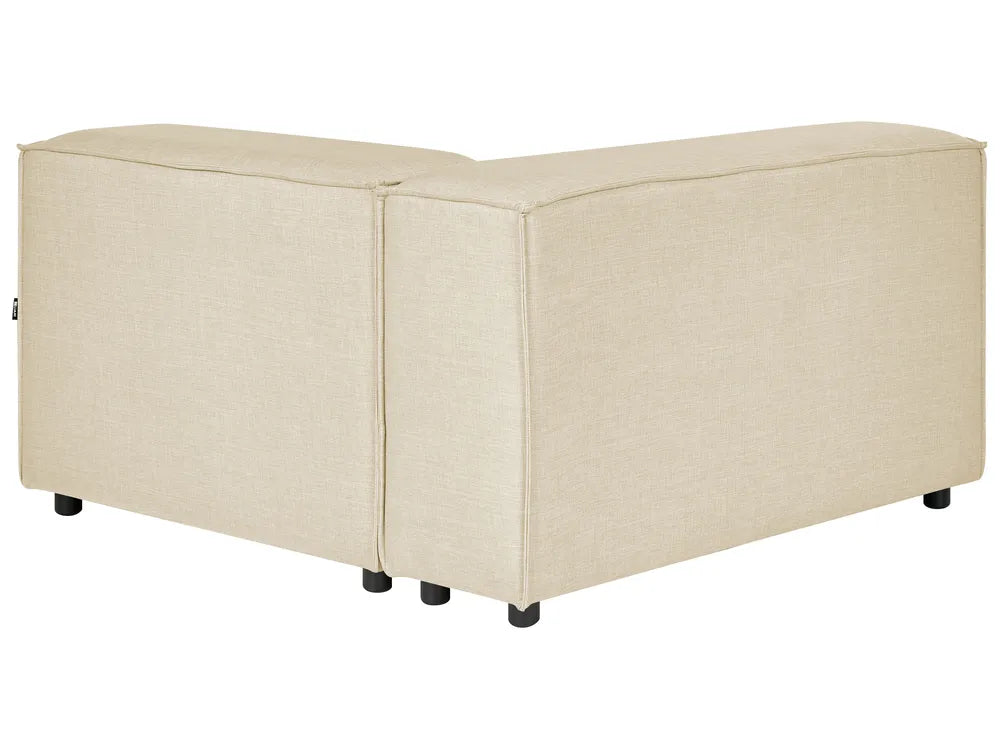 Modular Corner Sofa 2 Seater Faux Linen Beige with Ottoman Right Hand Travison