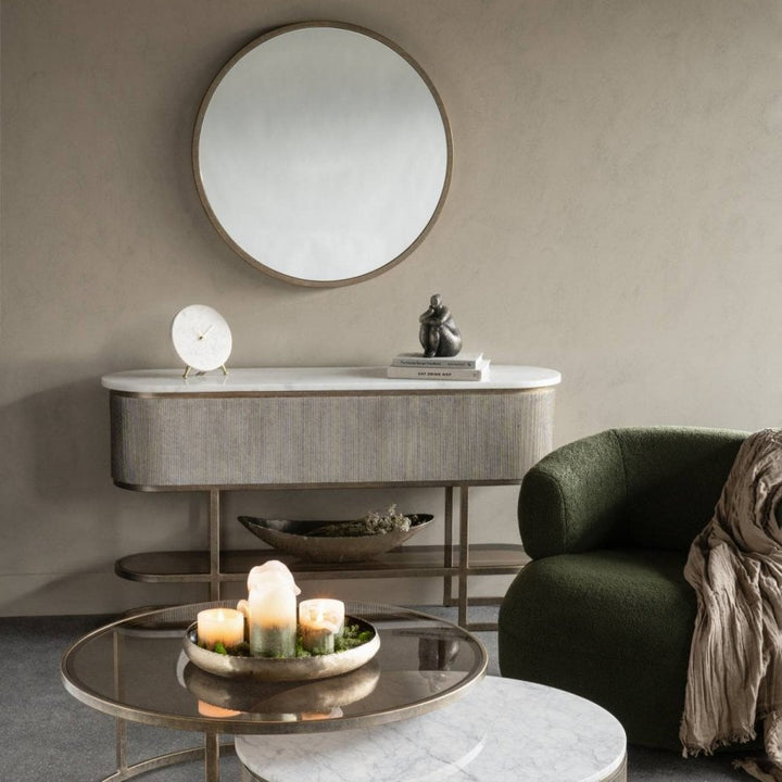 Libra Belvedere Aged Gold Console Table Marble Top