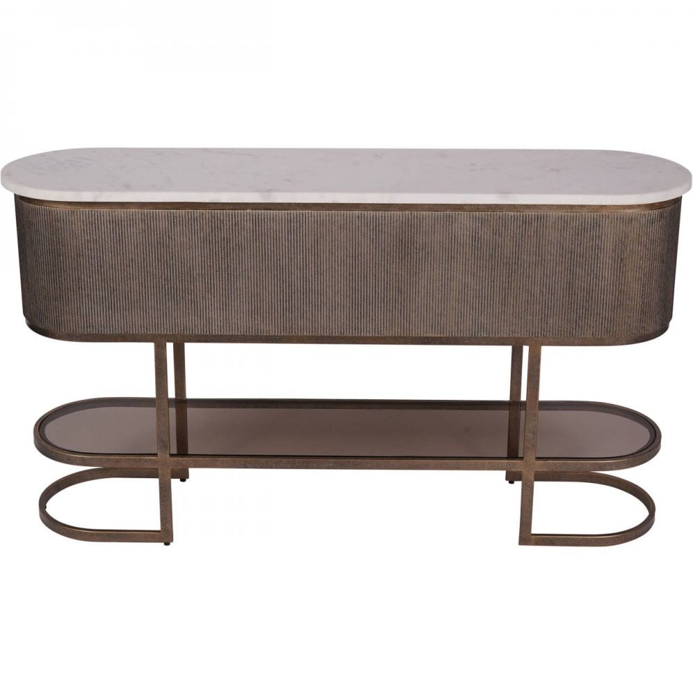 Libra Belvedere Aged Gold Console Table Marble Top
