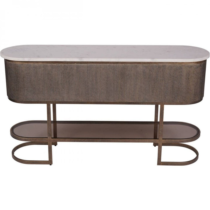 Libra Belvedere Aged Gold Console Table Marble Top