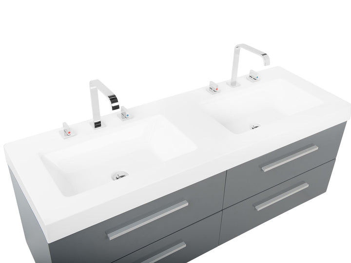 Bathroom Vanity Set 140 cm 48 cm Grey Malaga