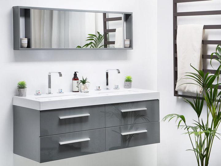 Bathroom Vanity Set 140 cm 48 cm Grey Malaga